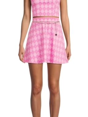 Pink Argyle A-Line Mini Skirt By Madden Girl NYC